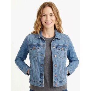 J. Crew Mercantile Denim Jacket Womens Medium M Blue Jean Trucker Western EUC